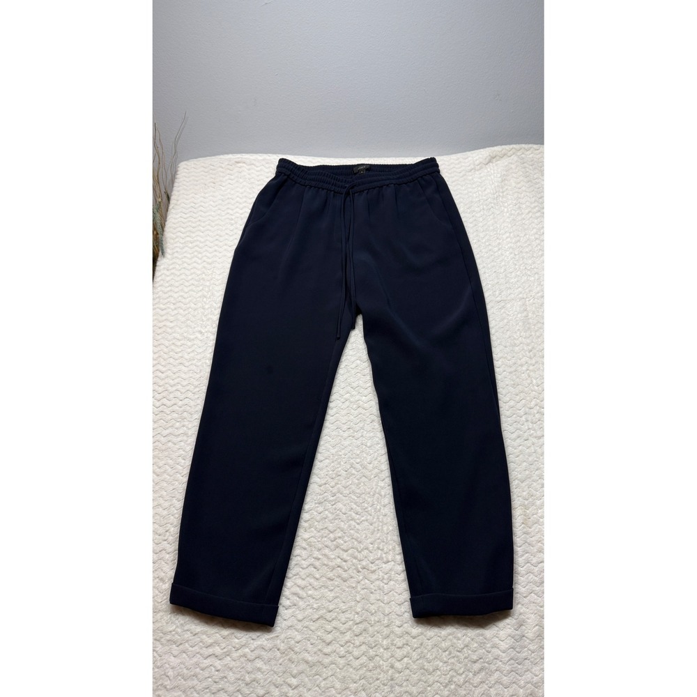 J.Crew Navy Blue Pull On Drawstring Cuffed Tapered Pants Women Size 4